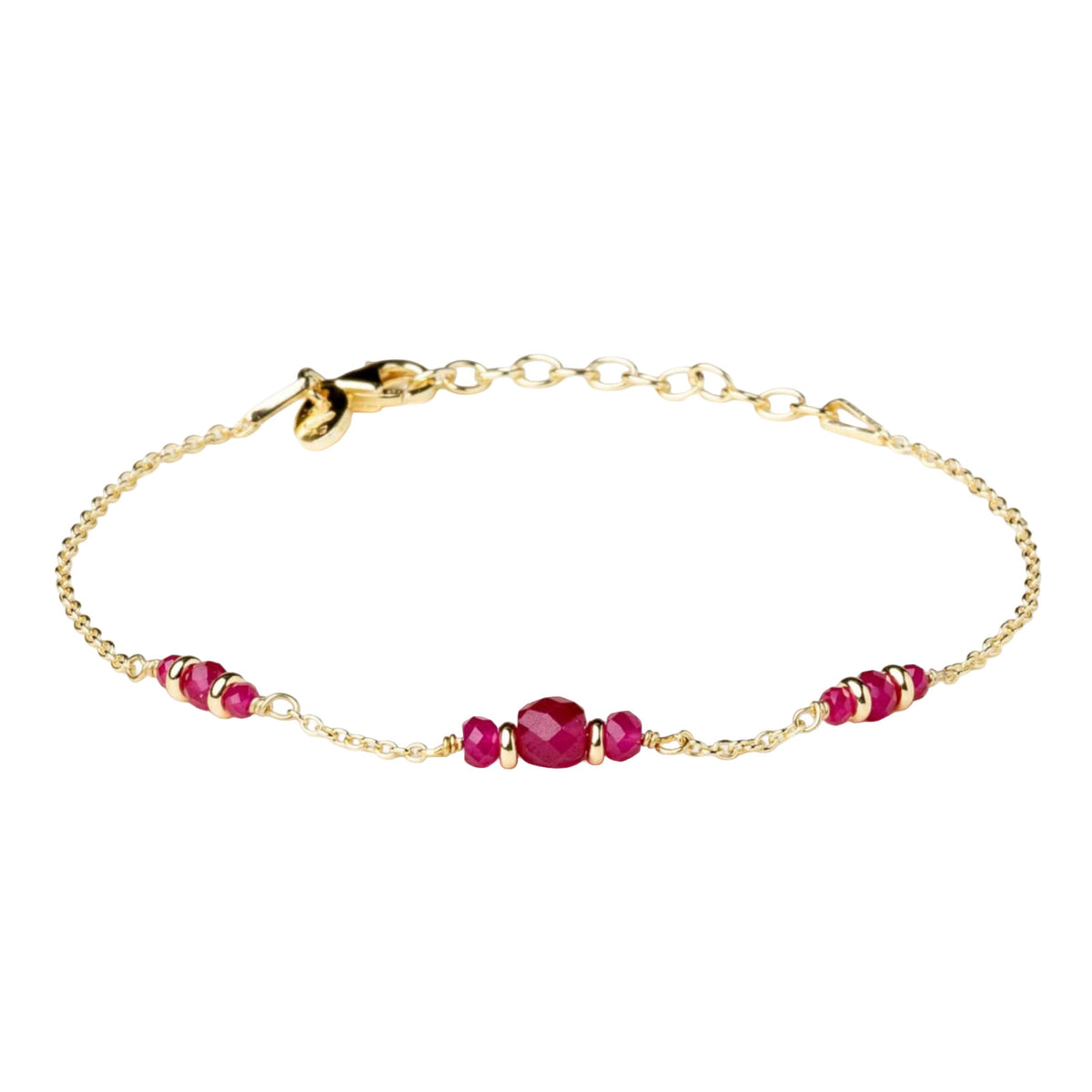 Bracciale catena Alisia Tract in argento e corindone rosa 18,5 cm