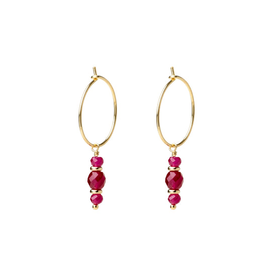 Orecchini cerchio Alisia Tract in argento e corindone rosa MISURA UNICA