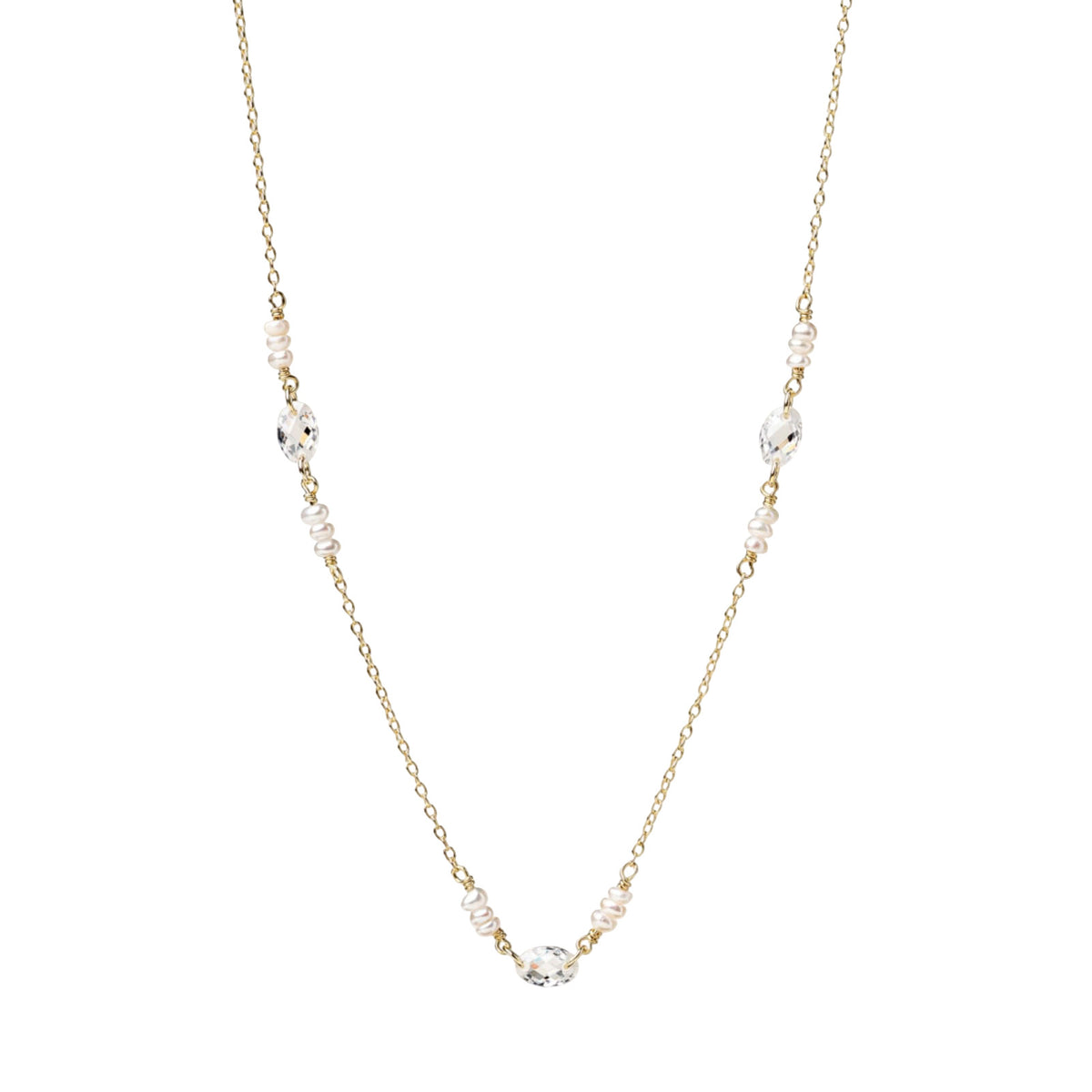 Collana catena Alisia Embre in argento pdv oro e perle MISURA UNICA