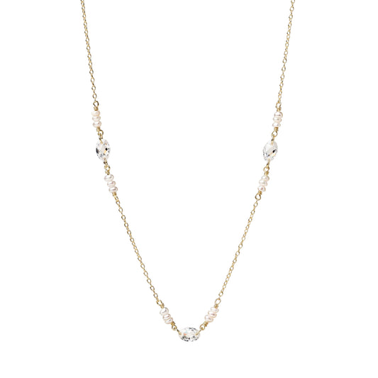 Collana catena Alisia Embre in argento pdv oro e perle MISURA UNICA