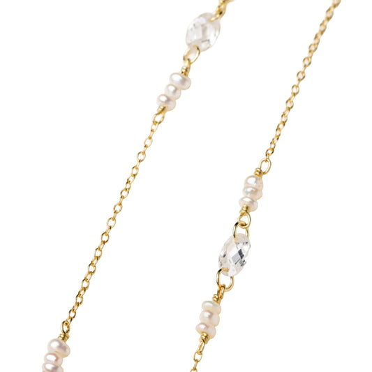 Collana catena Alisia Embre in argento pdv oro e perle MISURA UNICA