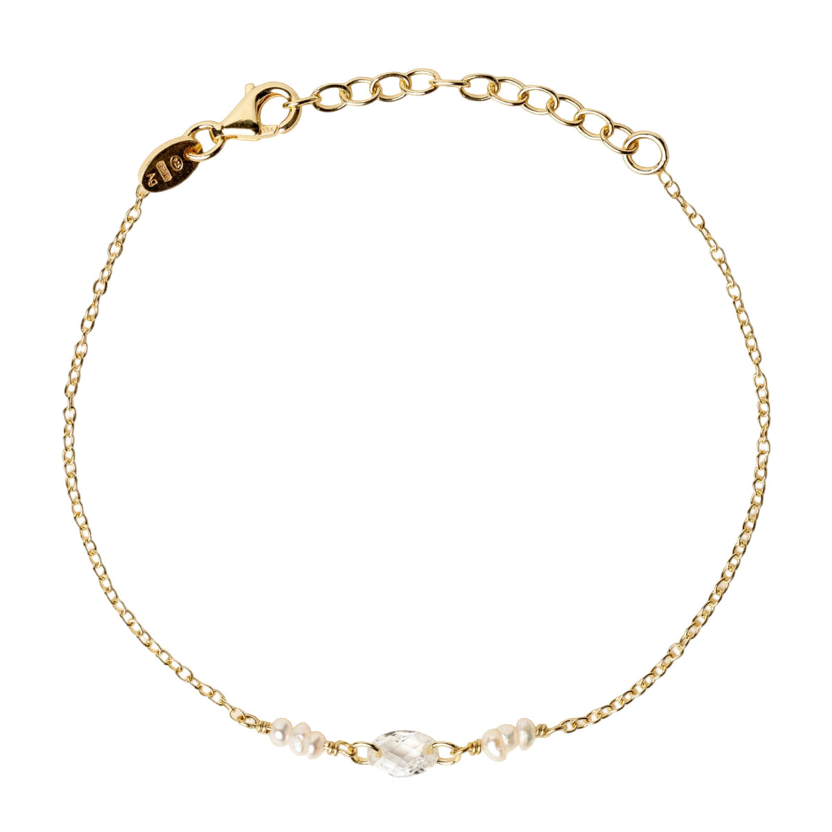 Bracciale catena Alisia Embre in argento pdv oro e perle 18,5 cm