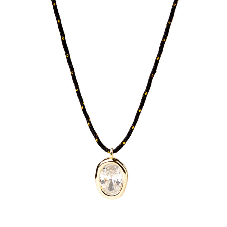 Collana cordino Alisia Nugget in argento e zircone pendente MISURA UNICA