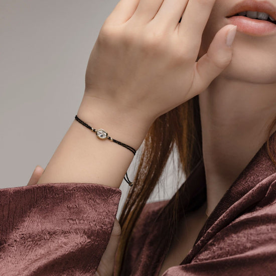 Bracciale cordino Alisia Nugget in argento e zircone pendente REGOLABILE