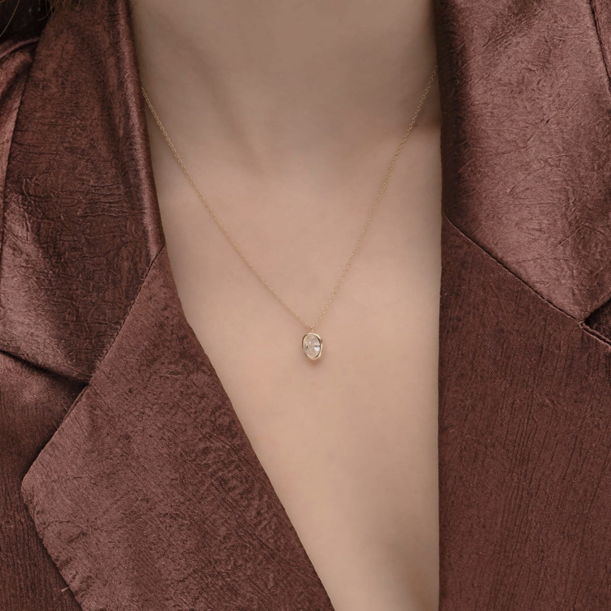 Collana catena Alisia Nugget in argento e zircone pendente MISURA UNICA