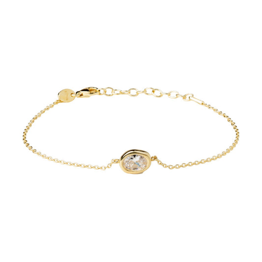 Bracciale catena Alisia Nugget in argento e zircone pendente 18,5 cm