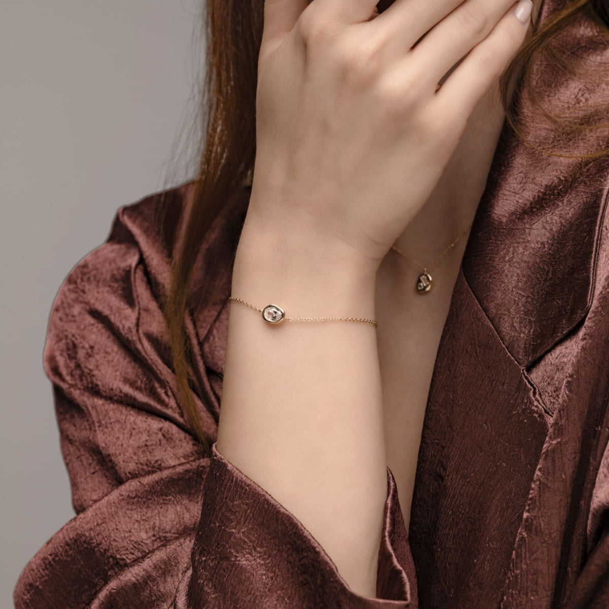 Bracciale catena Alisia Nugget in argento e zircone pendente 18,5 cm