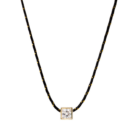 Collana cordino Alisia Zenith in argento e zircone quadrato MISURA UNICA