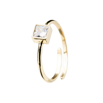 Anello solitario Alisia Zenith in argento e zircone quadrato REGOLABILE