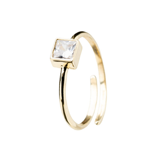 Anello solitario Alisia Zenith in argento e zircone quadrato REGOLABILE