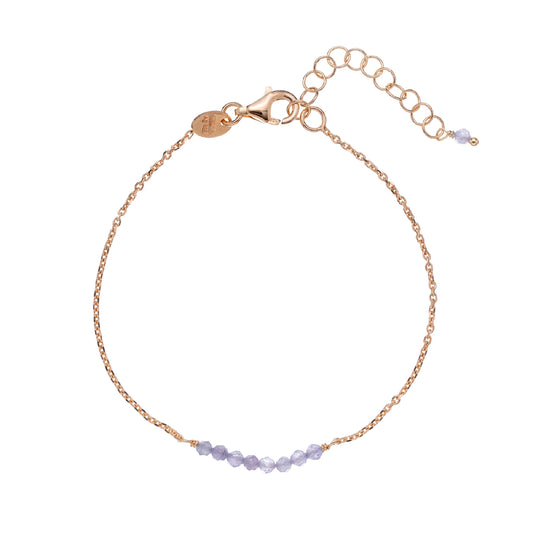 Bracciale catena donna Alisia argento dorato e tanzanite Regolabile 15,5-18,5 cm
