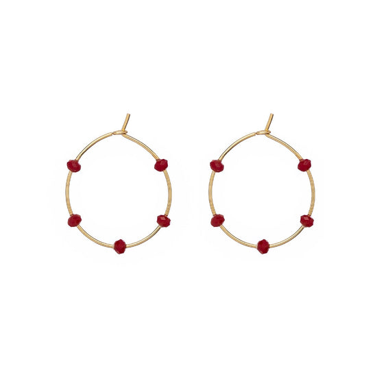 Orecchini cerchio donna Alisia argento dorato 5 cristalli bordeaux AL1180-ORO-BORDEAUX-1