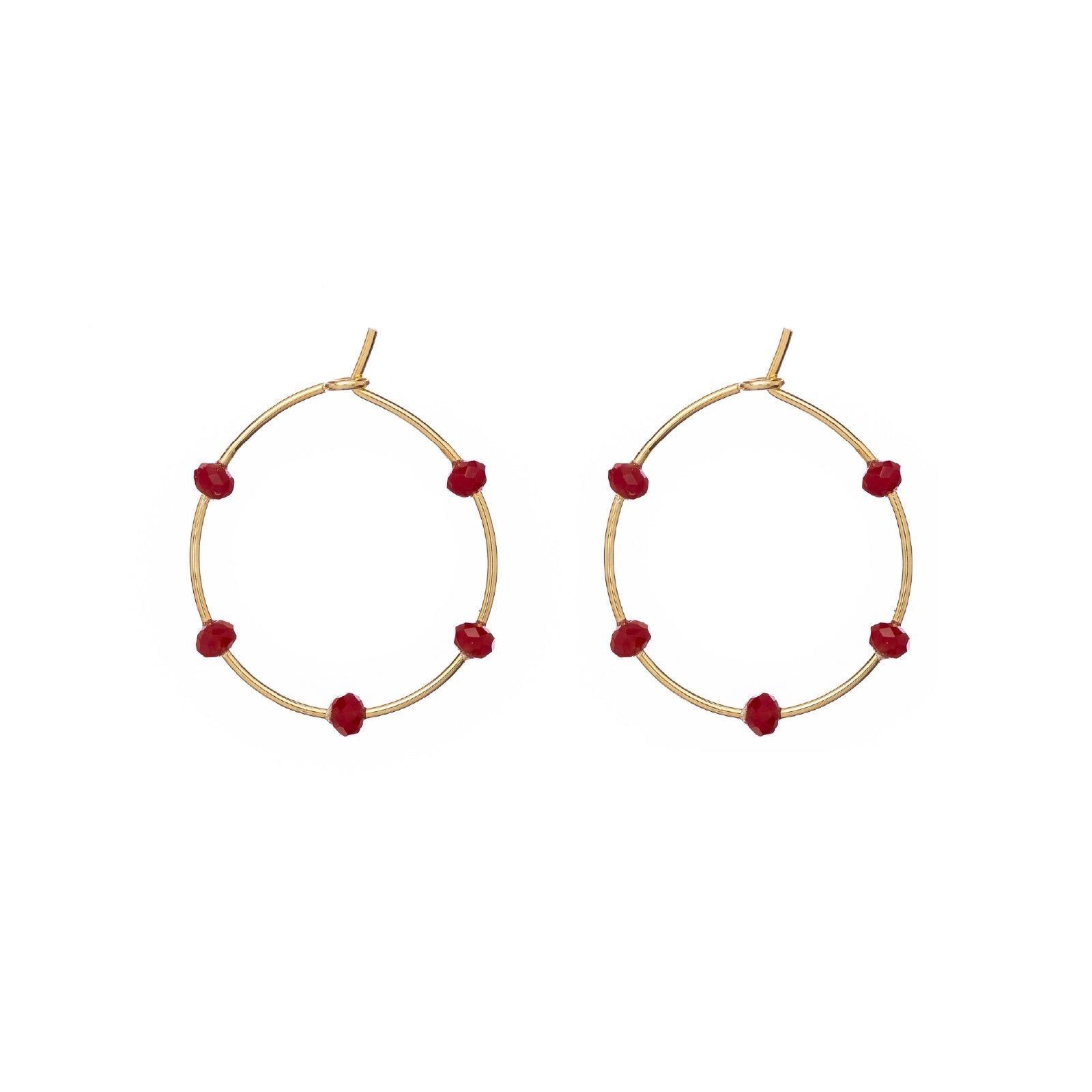 Orecchini cerchio donna Alisia argento dorato 5 cristalli bordeaux AL1180-ORO-BORDEAUX-1