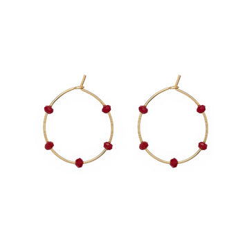 Orecchini cerchio donna Alisia argento dorato 5 cristalli bordeaux AL1180-ORO-BORDEAUX-1
