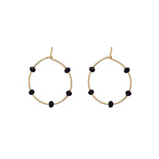 Orecchini cerchio donna Alisia argento dorato 5 cristalli neri AL1180-ORO-NERO-1