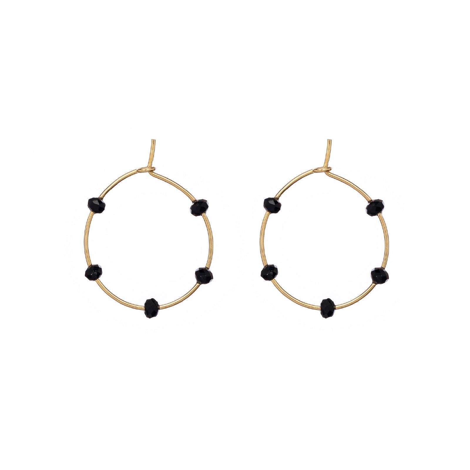 Orecchini cerchio donna Alisia argento dorato 5 cristalli neri AL1180-ORO-NERO-1