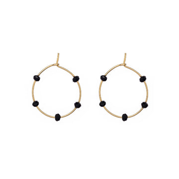 Orecchini cerchio donna Alisia argento dorato 5 cristalli neri AL1180-ORO-NERO-1