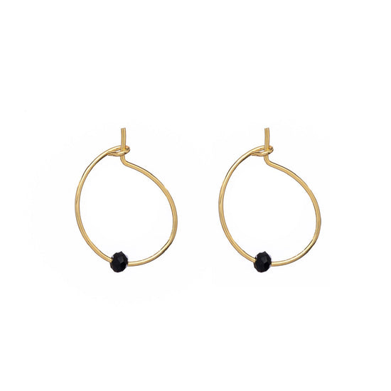 Orecchini cerchio donna Alisia argento dorato un cristallo nero AL1194-ORO-NERO-1