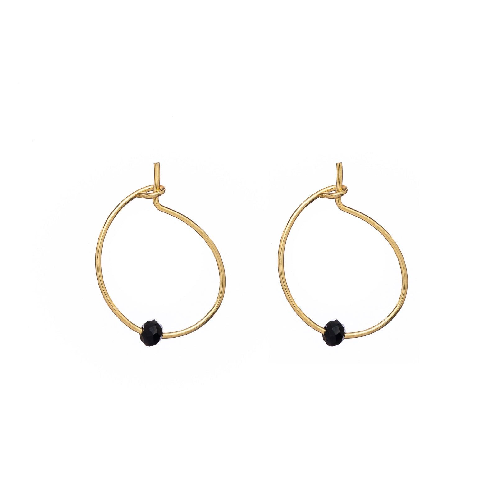 Orecchini cerchio donna Alisia argento dorato un cristallo nero AL1194-ORO-NERO-1