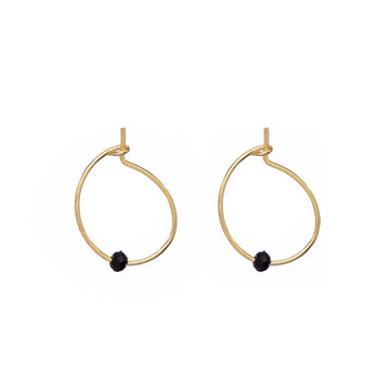 Orecchini cerchio donna Alisia argento dorato un cristallo nero AL1194-ORO-NERO-1