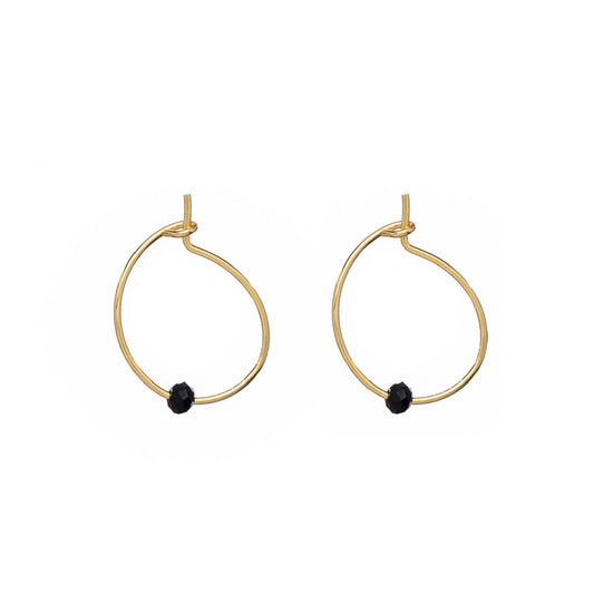 Orecchini cerchio donna Alisia argento dorato un cristallo nero AL1194-ORO-NERO-1