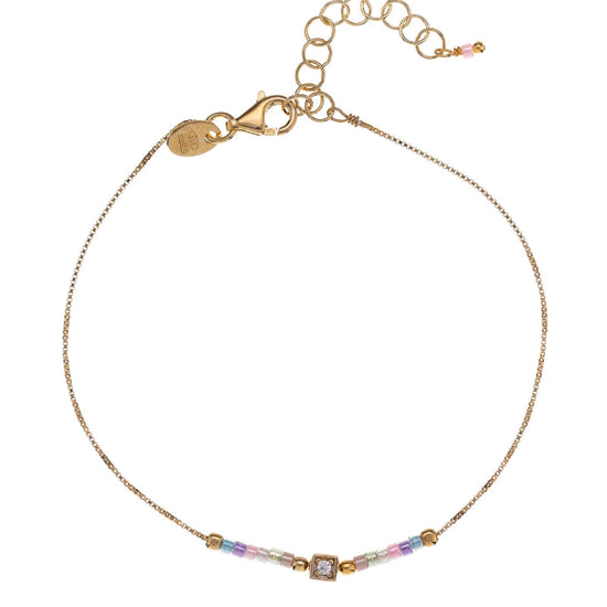 Bracciale donna Alisia in argento dorato con pietre multicolor pastello al centro AL4366-ORO-1