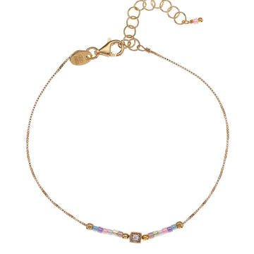 Bracciale donna Alisia in argento dorato con pietre multicolor pastello al centro AL4366-ORO-1