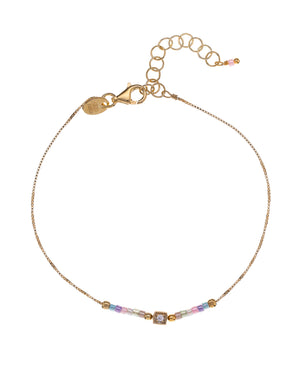 Bracciale catena da donna Alisia in argento 925 dorato con pietre miyuki multicolor pastello e zircone AL4366-ORO