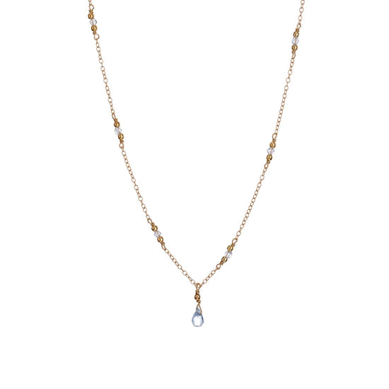 Collana donna Alisia in argento dorato con cristalli azzurri e goccia AL4429-ORO-AZZURRO-1