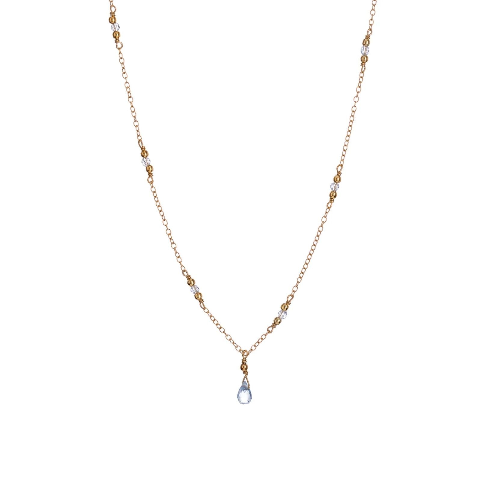 Collana donna Alisia in argento dorato con cristalli azzurri e goccia AL4429-ORO-AZZURRO-1