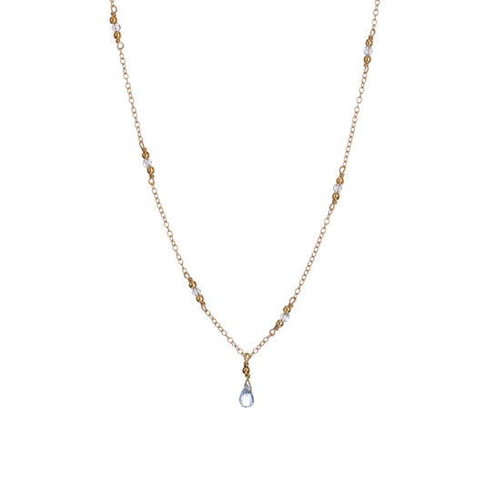 Collana donna Alisia in argento dorato con cristalli azzurri e goccia AL4429-ORO-AZZURRO-1