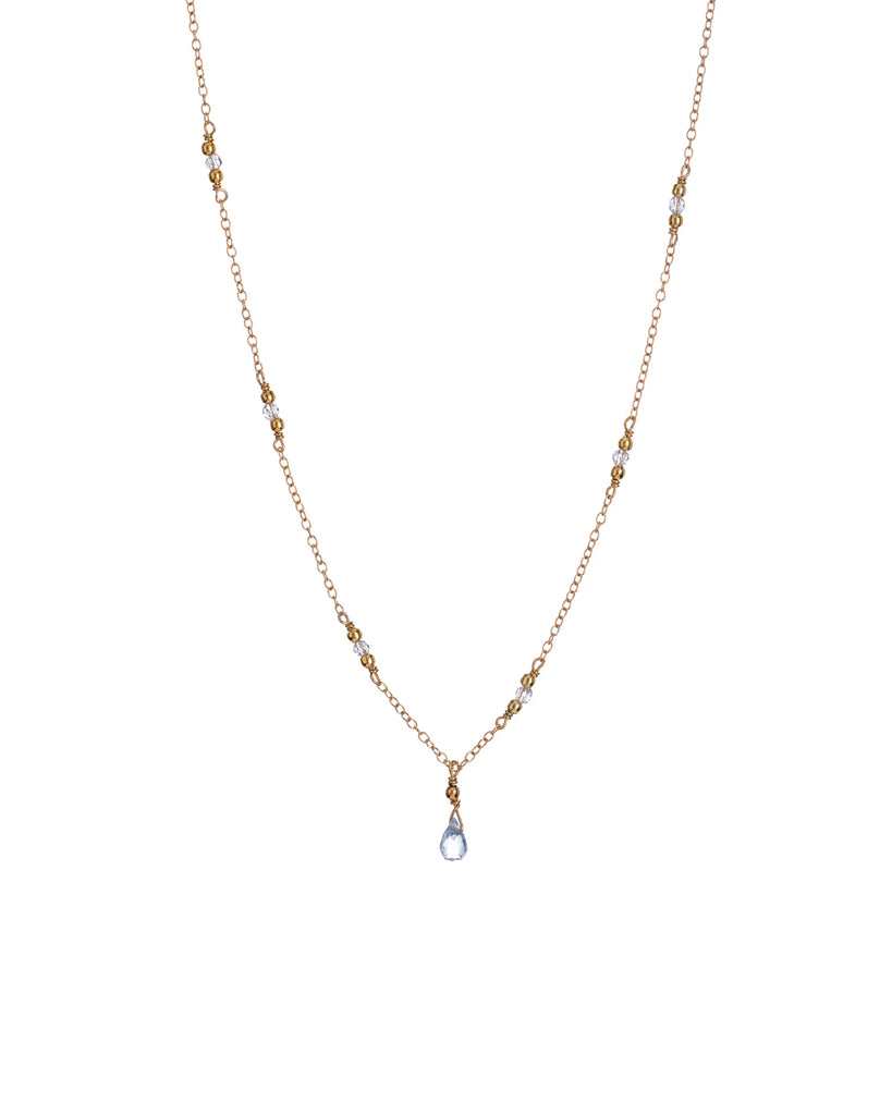Collana girocollo da donna Alisia in argento 925 dorato con cristalli azzurri e uno a goccia AL4429-ORO-AZZURRO