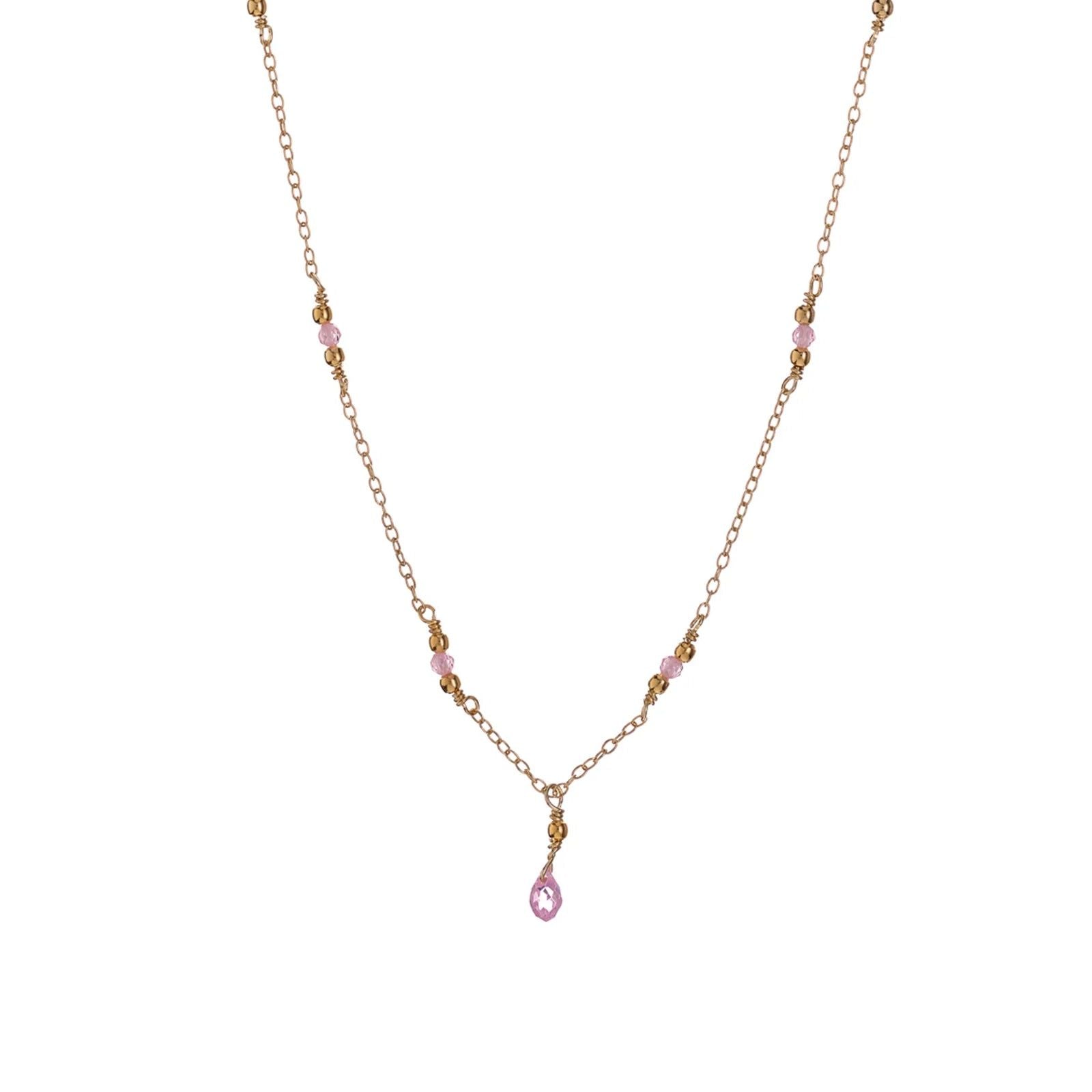 Collana donna Alisia in argento dorato con cristalli rosa e goccia AL4429-ORO-ROSA-1