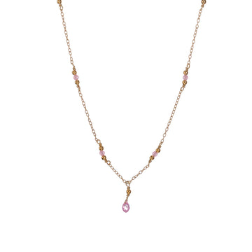 Collana donna Alisia in argento dorato con cristalli rosa e goccia AL4429-ORO-ROSA-1