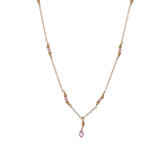 Collana donna Alisia in argento dorato con cristalli rosa e goccia AL4429-ORO-ROSA-1