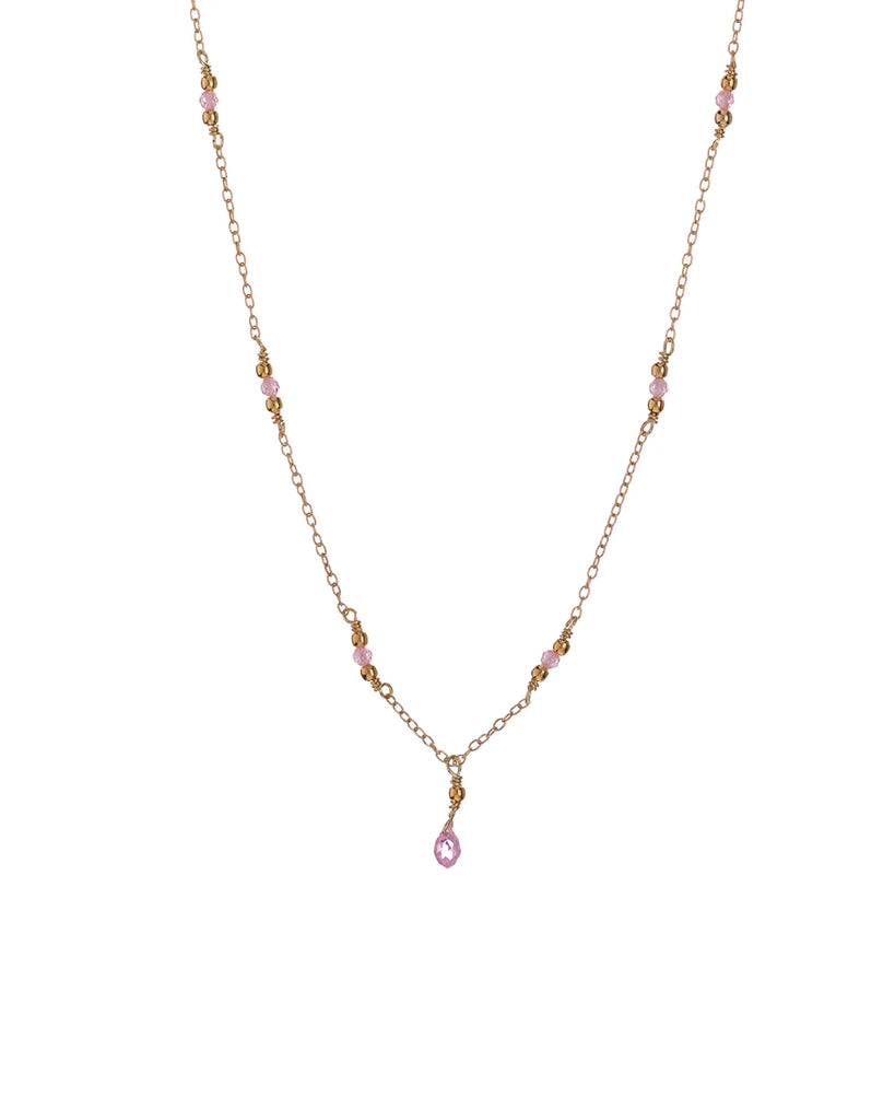 Collana girocollo da donna Alisia in argento 925 dorato con cristalli rosa e uno a goccia AL4429-ORO-ROSA