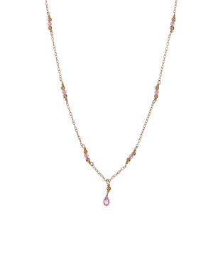 Collana girocollo da donna Alisia in argento 925 dorato con cristalli rosa e uno a goccia AL4429-ORO-ROSA