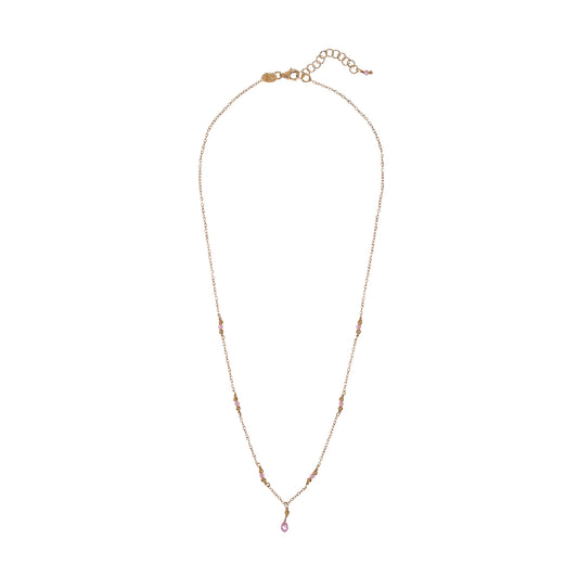 Collana donna Alisia in argento dorato con cristalli rosa e goccia AL4429-ORO-ROSA