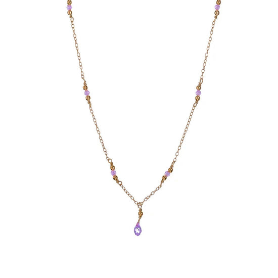 Collana donna Alisia in argento dorato con cristalli viola e goccia AL4429-ORO-VIOLA-1