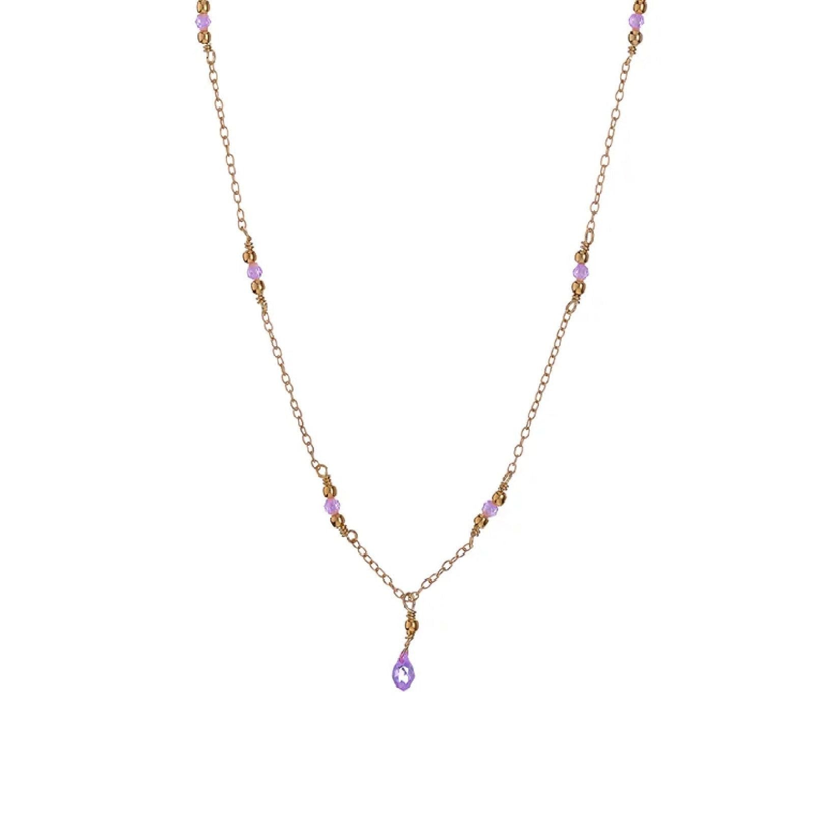 Collana donna Alisia in argento dorato con cristalli viola e goccia AL4429-ORO-VIOLA-1