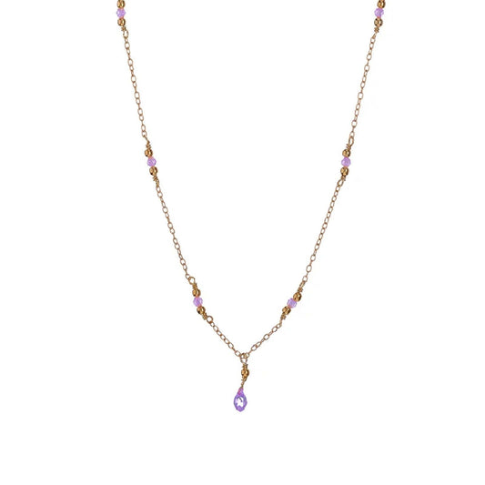 Collana donna Alisia in argento dorato con cristalli viola e goccia AL4429-ORO-VIOLA-1