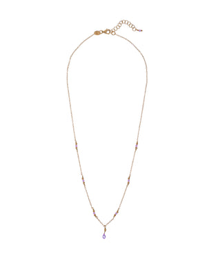 Collana girocollo da donna Alisia in argento 925 dorato con cristalli viola e uno a goccia AL4429-ORO-VIOLA