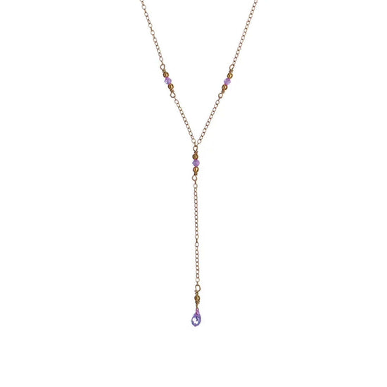 Collana a Y donna Alisia in argento dorato con cristalli viola e goccia AL4430-ORO-VIOLA-1
