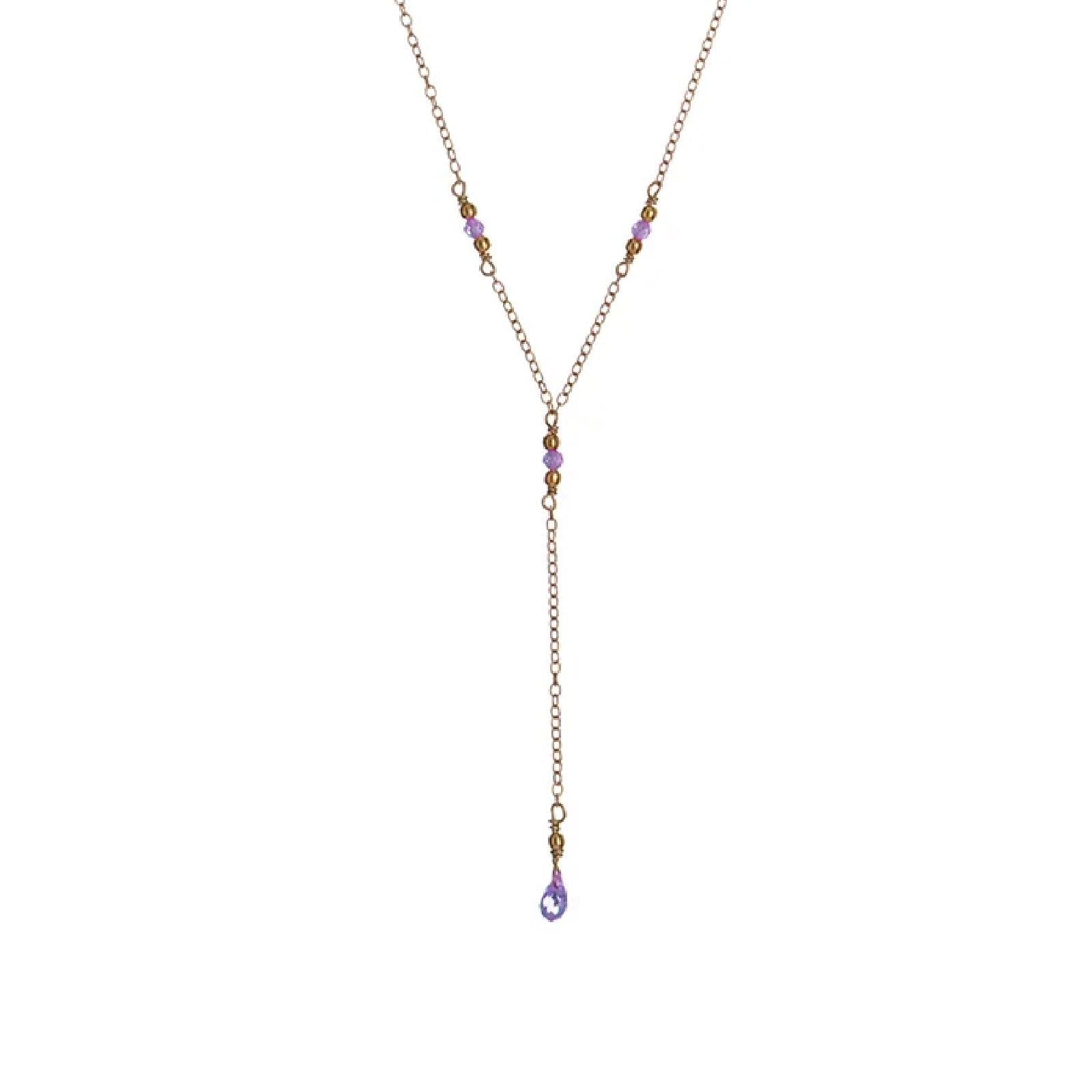 Collana a Y donna Alisia in argento dorato con cristalli viola e goccia AL4430-ORO-VIOLA-1