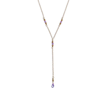 Collana a Y donna Alisia in argento dorato con cristalli viola e goccia AL4430-ORO-VIOLA-1
