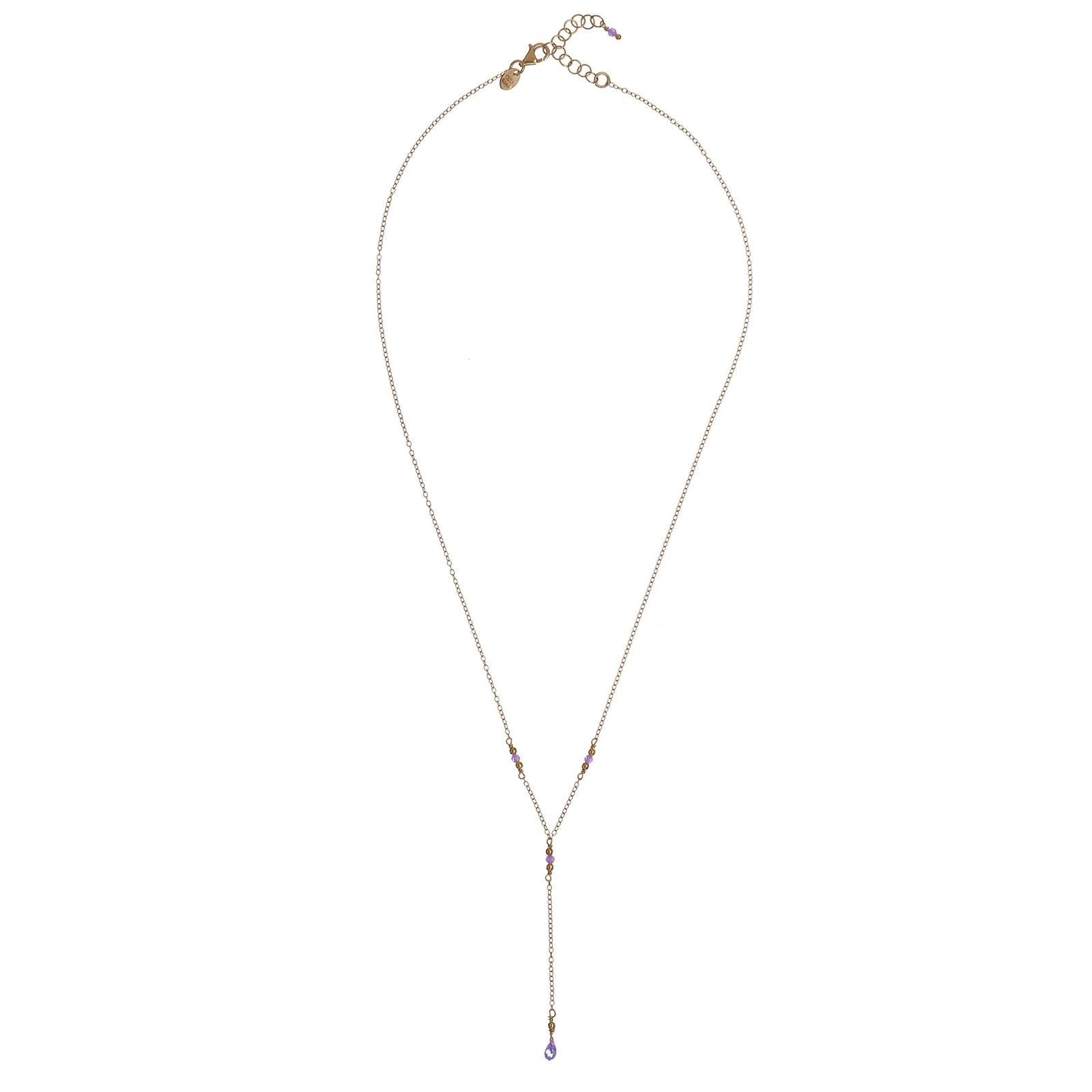 Collana a Y donna Alisia in argento dorato con cristalli viola e goccia AL4430-ORO-VIOLA-2
