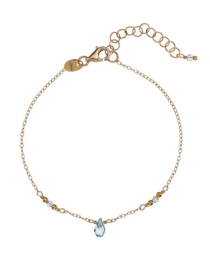 Bracciale catena da donna Alisia in argento 925 dorato con cristalli azzurri e uno a goccia AL4431-ORO-AZZURRO