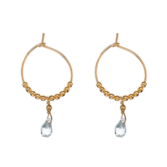 Orecchini cerchio donna Alisia in argento dorato con sfere e cristallo azzurro AL4433-ORO-AZZURRO-1
