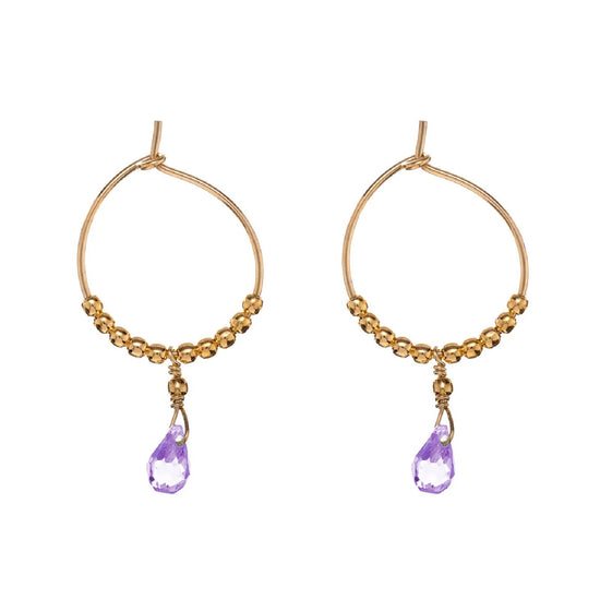 Orecchini cerchio donna Alisia in argento dorato con sfere e cristallo viola AL4433-ORO-VIOLA-1