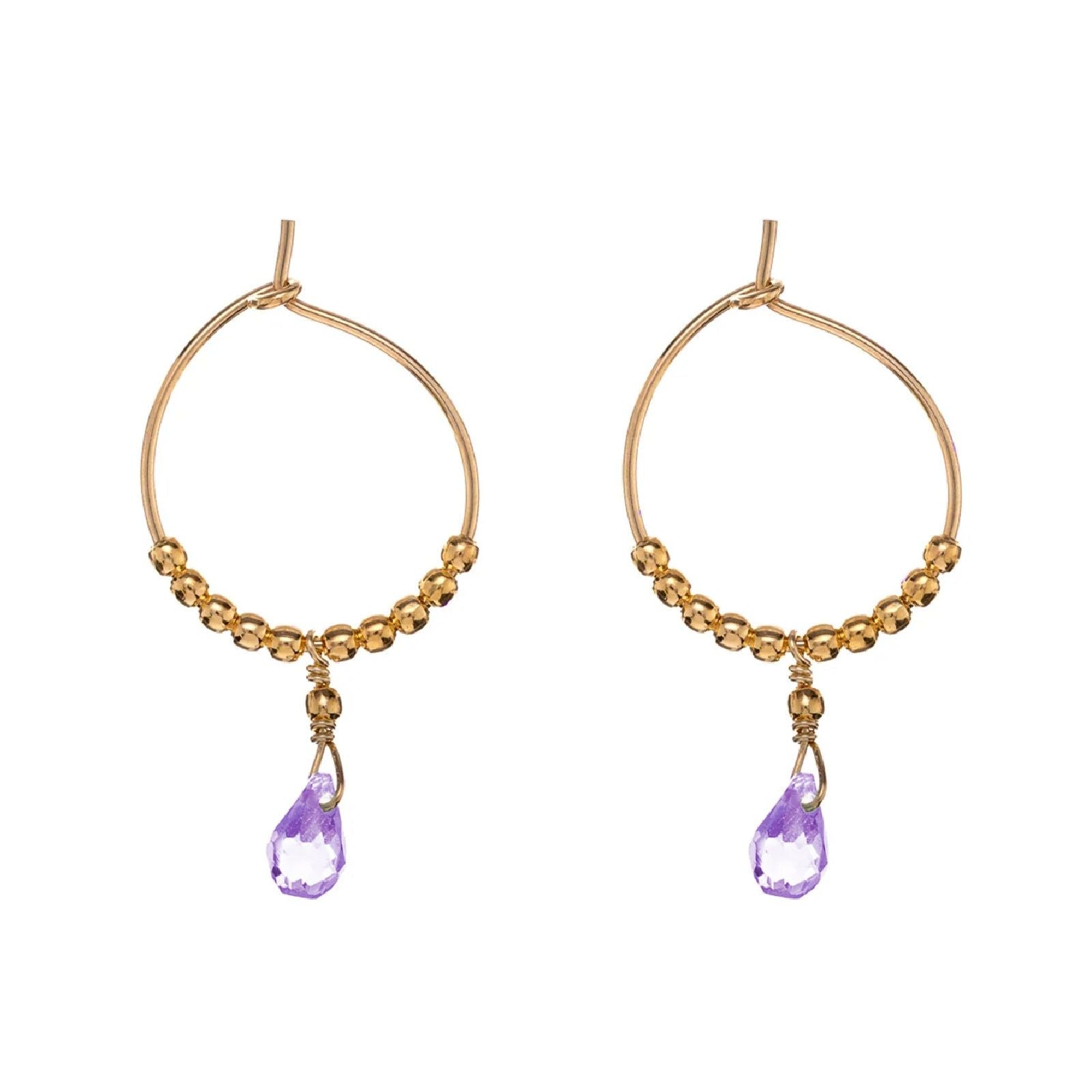 Orecchini cerchio donna Alisia in argento dorato con sfere e cristallo viola AL4433-ORO-VIOLA-1